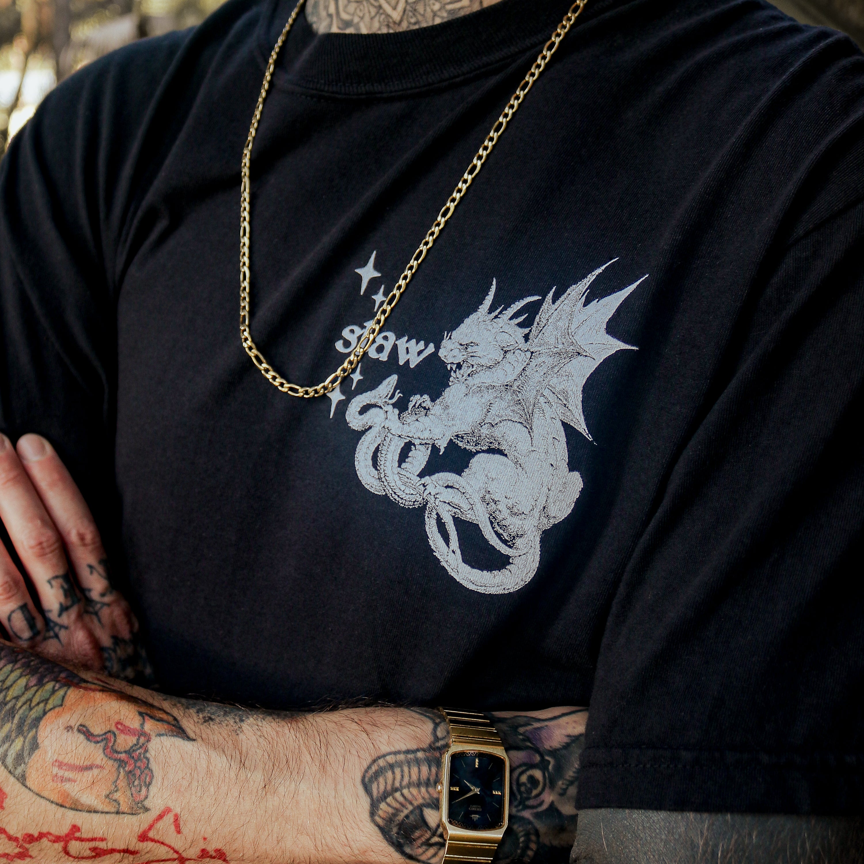 Death Gate Creature Posse Tee
Model: Colin Pence
Photo: Nabeel (Noble) Kareem Nassar
Death Gate ™ All Rights Reserved